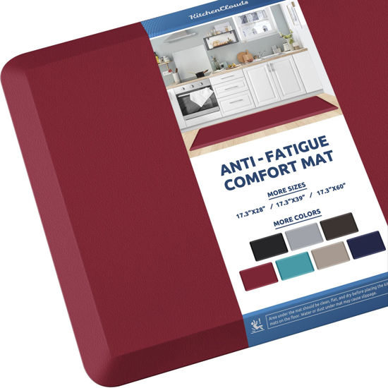 Picture of KitchenClouds Kitchen Mat Cushioned Anti Fatigue Kitchen Rug 17.3"x60" Waterproof Non Slip Kitchen Rugs and Mats Standing Desk Mat Comfort Floor Mats for Kitchen House Sink Office (Red)