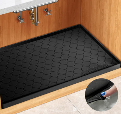 Picture of Winisok Waterproof Under Sink Mat 34" x 22" Cabinet Liner for Kitchen and Bathroom, Shelf and Counter Protector, Organizers and Storage, Silicone Drip Tray, Gadgets and Accessories