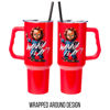 Picture of Silver Buffalo Chucky Wanna Play Stainless Steel Tumbler with Handle and Straw, Fits in Standard Cup Holder, 40 Ounces