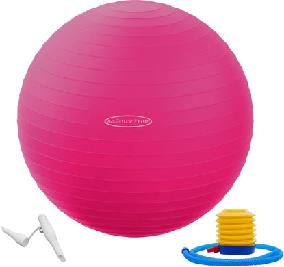 Picture of Fitvids Anti-Burst and Slip Resistant Exercise Ball Yoga Ball Fitness Ball Birthing Ball with Quick Pump, 2,000-Pound Capacity, Pink, 26-inch, L