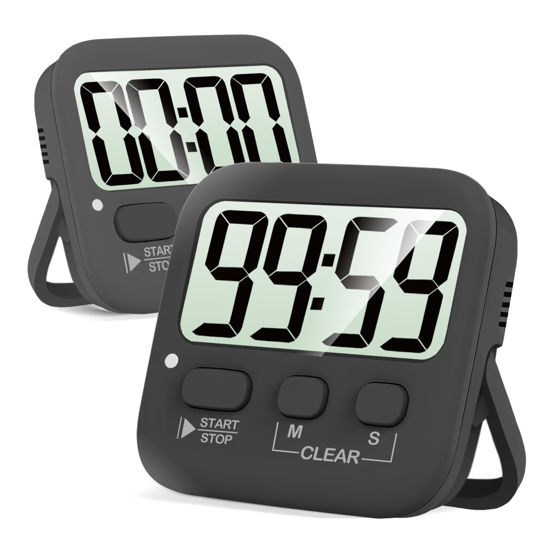 Picture of Antonki 2 Pack Digital Timer for Kids, Magnetic Countdown Kitchen Timers for Cooking, Egg, Classroom, Teacher, Exercise, Study, Oven - Battery Included