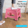 Picture of Handy Laundry Folding Step Stool - The Lightweight Step Stool is Sturdy Enough to Support Adults and Safe Enough for Kids. Opens Easy with One Flip. Great for Kitchen, Bathroom or Bedroom. (Pink)