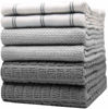 Picture of Premium Kitchen Towels (20”x 28”, 6 Pack) - Large Cotton Kitchen Hand Towels - Flat & Terry Towel - Highly Absorbent Tea Towels Set with Hanging Loop (Grey Check)