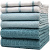 Picture of Premium Kitchen Towels (20”x 28”, 6 Pack) - Large Cotton Kitchen Hand Towels - Flat & Terry Towel - Highly Absorbent Tea Towels Set with Hanging Loop (Teal Check)