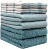 Picture of Premium Kitchen Towels (20”x 28”, 6 Pack) - Large Cotton Kitchen Hand Towels - Flat & Terry Towel - Highly Absorbent Tea Towels Set with Hanging Loop (Teal Check)
