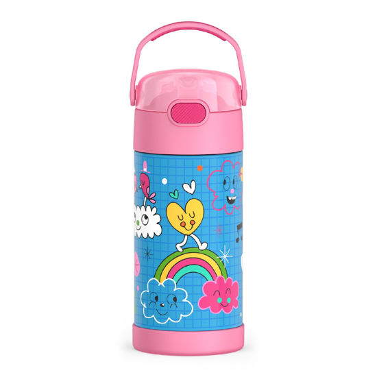 Picture of THERMOS FUNTAINER Water Bottle with Straw - 12 Ounce, Sketchbook - Kids Stainless Steel Vacuum Insulated Water Bottle with Lid