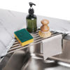Picture of Tomorotec Marble Triangle Roll-Up Dish Drying Rack for Sink Corner - Small, Foldable, Stainless Steel, Multipurpose Kitchen Drainer Caddy, Trivet, Rustproof Organizer, Storage Shelf
