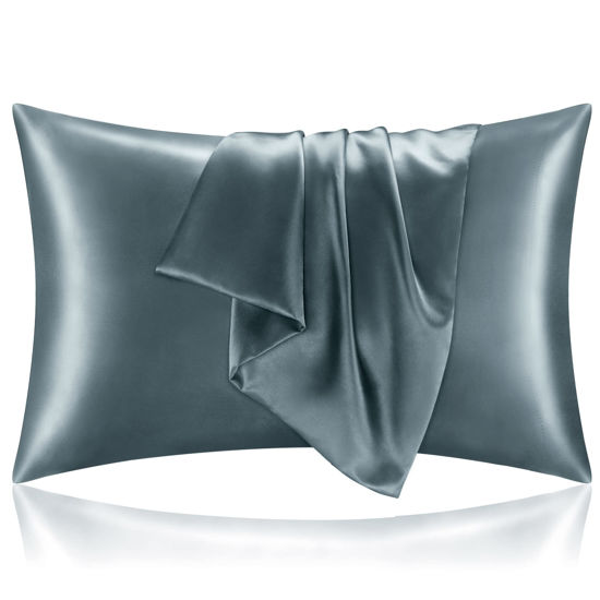 Picture of BEDELITE Satin Pillowcase for Hair and Skin, Super Soft and Cooling Similar to Silk Pillow Cases 2 Pack with Envelope Closure, Gift for Women Men(20"x30" Queen Size, Space Grey)