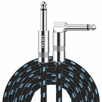 Picture of Sovvid Guitar Cable 6FT Instrument Cable Guitar Cord Electric Guitar Cable Guitar AMP Cord for Bass Guitar Keyboard 1/4 Inch Cable Right Angle Black Blue