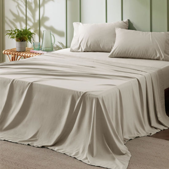 Picture of Bedsure Queen Sheet Set - 4 Pieces Soft Queen Size Sheets - Breathable & Cooling - Hotel Luxury - Easy Care Polyester Microfiber Bedding for Women, Men, Linen