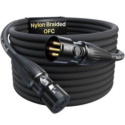 Picture of XLR Cables 15 Feet, Professional Gold-Plated Rean Connectors from Neutrik, Kevlar-Reinforced Nylon Braided XLR Microphone Cable, Mic Cable, Durable Shielded and Balanced XLR Male to Female Cord