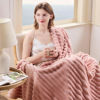 Picture of NEWCOSPLAY Super Soft Twin Blanket Pink Premium Silky Flannel Fleece 3D Ribbed Jacquard Lightweight Bed Blanket All Season Use (Pink Ribbed, Twin(60"x80"))