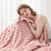 Picture of NEWCOSPLAY Super Soft Twin Blanket Pink Premium Silky Flannel Fleece 3D Ribbed Jacquard Lightweight Bed Blanket All Season Use (Pink Ribbed, Twin(60"x80"))