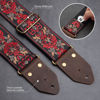 Picture of Nefelibata Guitar Strap,Jacquard Embroidery Cotton Guitar Straps with Crazy Horse Leather Leather Ends for Bass, Electric & Acoustic, Best Gifts for Kids, Guitarists(Retro Red Flower)