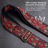 Picture of Nefelibata Guitar Strap,Jacquard Embroidery Cotton Guitar Straps with Crazy Horse Leather Leather Ends for Bass, Electric & Acoustic, Best Gifts for Kids, Guitarists(Retro Red Flower)