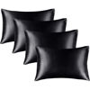 Picture of BEDELITE Satin Pillowcase for Hair and Skin, Super Soft Similar to Silk Pillow Cases 4 Pack with Envelope Closure, Cooling Pillowcases for Women Men (20"x30" Queen Size, Black)