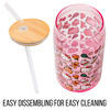 Picture of Silver Buffalo Sanrio Hello Kitty Gingerbread Cookies Christmas Holiday Pink Glass Tumbler with Bamboo Lid and Glass Straw, 16 Ounces