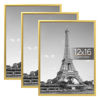Picture of upsimples 12x16 Picture Frame Gold 3 Pack, Scratch-Proof Poster Frames 12 x 16 for Photo Gallery - Slide-In Strips, Horizontal or Vertical Wall Mounting