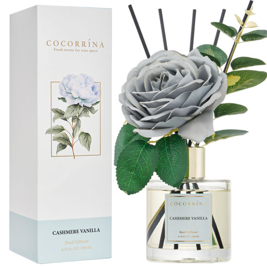 Picture of Cocorina Reed Diffuser Set, Flower Reed Diffuser Cashmere Vanilla, Scented Diffuser with Sticks Home Fragrance Essential Oil for Bathroom Shelf Decor, Living Room, Large Room, Rose/6.7 Ounce/1pack