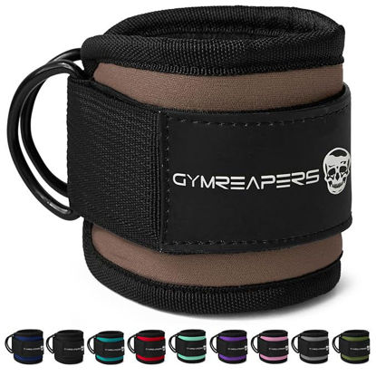Picture of Gymreapers Ankle Straps (Pair) For Cable Machine Kickbacks, Glute Workouts, Lower Body Exercises - Adjustable Leg Straps with Neoprene Padding (Toffee, Pair)