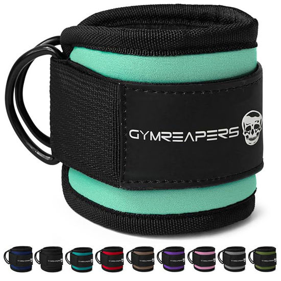Picture of Gymreapers Ankle Strap (Single) For Cable Machine Kickbacks, Glute Workouts, Lower Body Exercises - Adjustable Leg Strap with Neoprene Padding (Mint, Single)