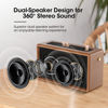Picture of Retro Karaoke Machine with Two Wireless Microphones, Portable Bluetooth Speaker for Adults and Kids, Rechargeable PA System for Home Party, AUX/USB/TF/OTG Support, Vintage Decor Gifts - Brown