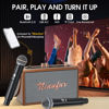 Picture of Retro Karaoke Machine with Two Wireless Microphones, Portable Bluetooth Speaker for Adults and Kids, Rechargeable PA System for Home Party, AUX/USB/TF/OTG Support, Vintage Decor Gifts - Brown