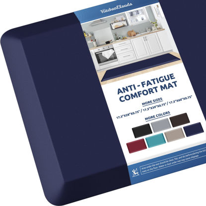 Picture of KitchenClouds Kitchen Mat Cushioned Anti Fatigue Kitchen Rug 0.8inch Waterproof Non Slip Kitchen Rugs and Mats Standing Desk Mat Comfort Floor Mats for Kitchen Sink Office (17.3"x60",Blue)