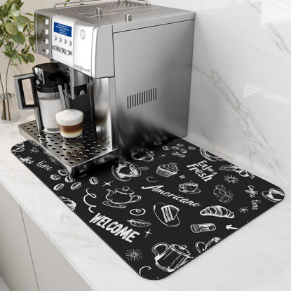 Picture of AMOAMI-Coffee Mat Hide Stain Rubber Backed Absorbent Dish Drying Mat for Kitchen Counter-Coffee Bar Accessories Fit Under Coffee Maker Coffee Machine Coffee Pot Espresso Machine (12x19,INK)