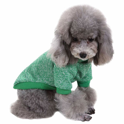 Picture of Jecikelon Dog Clothes Dogs Sweater Soft Puppies Clothing Winter Puppy Sweaters Warm Outfit for Dogs Small XXS XS Cat Apparel (Green, S)