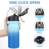 Picture of BJPKPK Water Bottle With Straw 18oz Insulated Water Bottles Reusable Stainless Steel Metal Thermos With Leak Proof Lockable Lid And Carry Handle,Sky