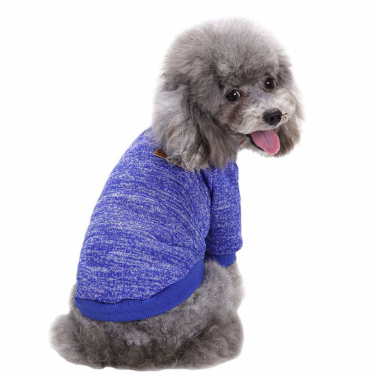 Picture of Jecikelon Dog Clothes Dogs Sweater Soft Puppies Clothing Winter Puppy Sweaters Warm Outfit for Dogs Small XXS XS Cat Apparel (Dark Blue, S)