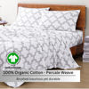 Picture of LANE LINEN 100% Organic Cotton Twin XL Sheets Set 3-Piece Pure Percale Bedsheets Bedding Breathable Fits Mattress Upto 15" Deep - Trellis Silver