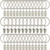 Picture of AMZSEVEN 40 Pack Curtain Rings with Clips, Drapery Clips with Rings, Hangers Drapes Rings 1.26 Inch Interior Diameter, Fits up to 1 Inch Curtain Rod, Matte Silver