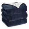 Picture of Bedsure Sherpa Fleece Blankets Queen Size for Bed - Thick and Warm Blanket for Winter, Soft Fuzzy Plush Queen Blanket for All Seasons, Navy, 90x90 Inches