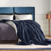 Picture of Bedsure Sherpa Fleece Blankets Queen Size for Bed - Thick and Warm Blanket for Winter, Soft Fuzzy Plush Queen Blanket for All Seasons, Navy, 90x90 Inches