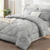 Picture of CozyLux King Bed in a Bag 7-Pieces Comforter Sets with Comforter and Sheets Light Grey All Season Bedding Sets with Comforter, Pillow Shams, Flat Sheet, Fitted Sheet and Pillowcases
