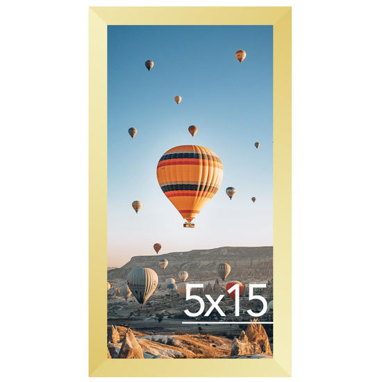 Picture of JCJMY 5x15 Picture Frame Gold for Wall Hanging, Wall Mounting Horizontally or Vertically, 5 x 15 Wall Gallery Poster Photo Frame with Shatter Resistant Plexiglass, Gold