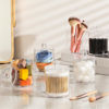 Picture of 4 Pack Acrylic Qtip Holder Dispenser for Cotton Swabs, Balls, Pads, Floss Picks- Small Clear Plastic Canister Apothecary Jar Set, Bathroom Essentials Accessories Decor, Vanity Makeup Storage Organizer