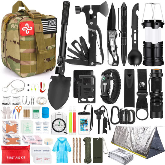 Picture of Survival Kit, 250Pcs Survival Gear First Aid Kit with Molle System Compatible Bag and Emergency Tent, Emergency Kit for Earthquake, Outdoor Adventure, Hiking, Hunting, Gifts for Men Women