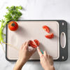 Picture of GUANCI Cutting Board for Kitchen Double Sided 304 Stainless Steel Chopping Board Food-Grade Stainless Steel and Wheat Straw PP Samll Size 14’’×9.6’’ Easy to Clean