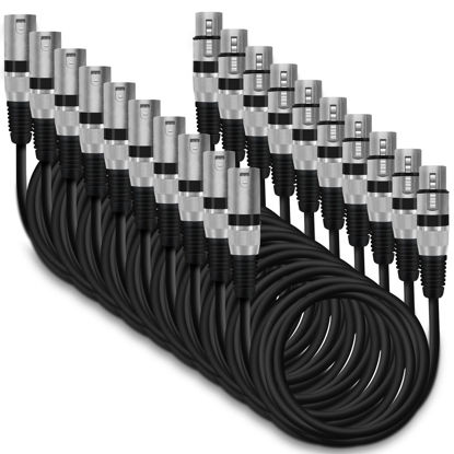 Picture of GearIT XLR to XLR Microphone Cable (10 Feet, 10-Pack) XLR Male to Female Mic Cable 3-Pin Balanced Shielded XLR Cable for Mic Mixer, Recording Studio, Podcast - Black, 10ft, 10 Pack