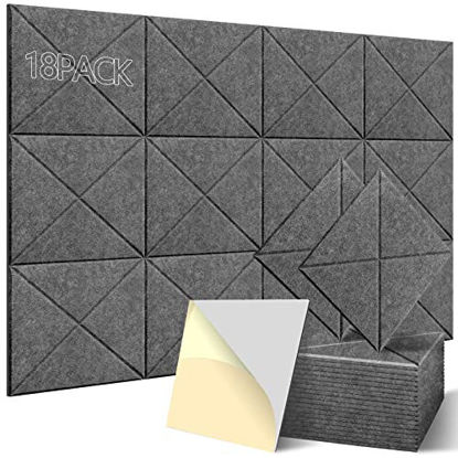 Picture of 18 Pack Acoustic Panels with Self-Adhesive,12" X 12" X 0.4" Sound Proof Foam Panels, Decorative Soundproof Wall Panels, Sound Absorbing Panels for Home & Offices (X-Lined Dark Cement Grey)