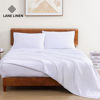 Picture of LANE LINEN 100% Organic Cotton Sheet Sets Queen Size, 4Pc Queen Size Cotton Sheets, Hotel Style Sheets, Bedding Sheets & Pillowcases, Queen Sheet Sets Deep Pockets Fits Upto 15" - Blue Ticking Stripe