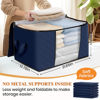 Picture of Fab totes 6 Pack Clothes Storage, Foldable Thick Fabric Blanket Storage Bags, Storage Containers for Organizing Bedroom, Closet, Clothing, Comforter, Organization and Storage with Handle,Blue