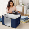 Picture of Fab totes 6 Pack Clothes Storage, Foldable Thick Fabric Blanket Storage Bags, Storage Containers for Organizing Bedroom, Closet, Clothing, Comforter, Organization and Storage with Handle,Blue