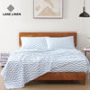 Picture of LANE LINEN 100% Organic Cotton California King Sheets Set, 4-Piece Pure Organic Cotton Long Staple Percale Weave Bedding Sheets for Bed, Breathable, Fits Mattress Upto 15" Deep - Cool Blue Chevron