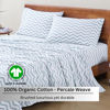 Picture of LANE LINEN 100% Organic Cotton California King Sheets Set, 4-Piece Pure Organic Cotton Long Staple Percale Weave Bedding Sheets for Bed, Breathable, Fits Mattress Upto 15" Deep - Cool Blue Chevron