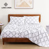 Picture of LANE LINEN 100% Organic Cotton Full Sheets Set 4-Piece Pure Percale Long Staple Bedding Breathable Fits Mattress Upto 15" Deep - Trellis Silver