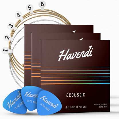 Picture of HAVENDI® Guitar Strings I Acoustic guitar strings with Phosphor Bronze Coating I Brilliant Sound Quality I Includes 3 Picks…